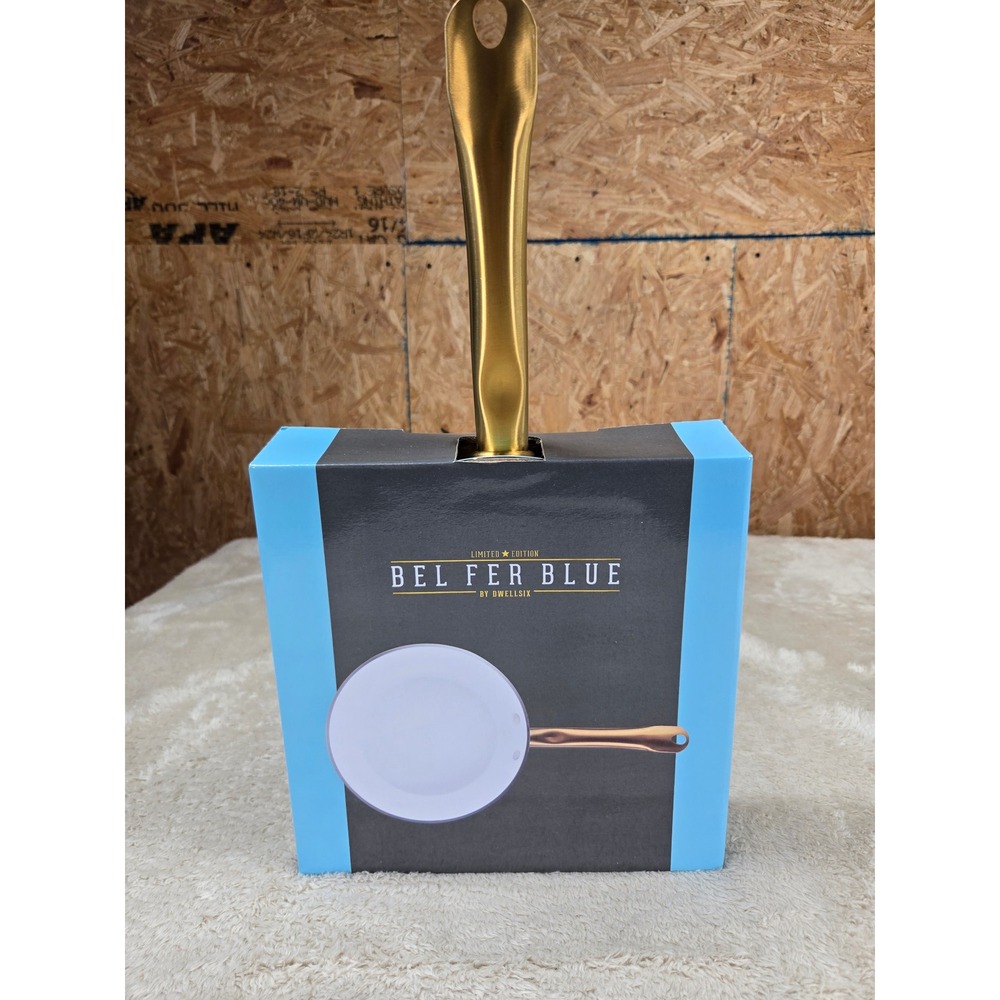 Bel Fer Blue by Dwellsix 9.5 Inch Fry Pan‎ Blue White Gold HXFF24H01 Limited Ed
